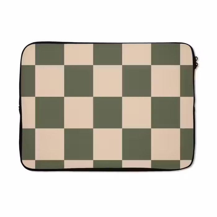 Laptop hülle - Schachbrettmuster - Grün - Beige - Blöcke