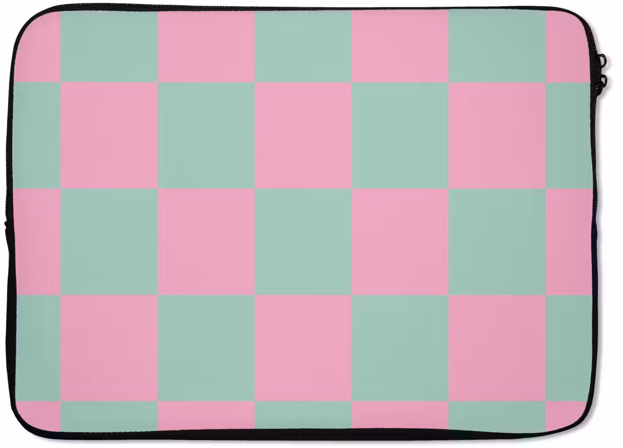 Laptop hülle - Schachbrettmuster - Grün - Rosa - Würfel