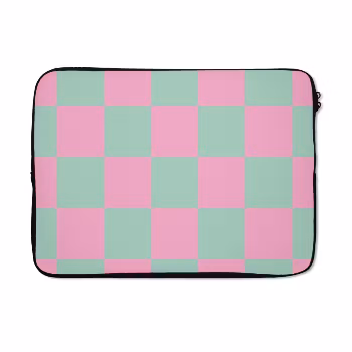 Laptop hülle - Schachbrettmuster - Grün - Rosa - Würfel
