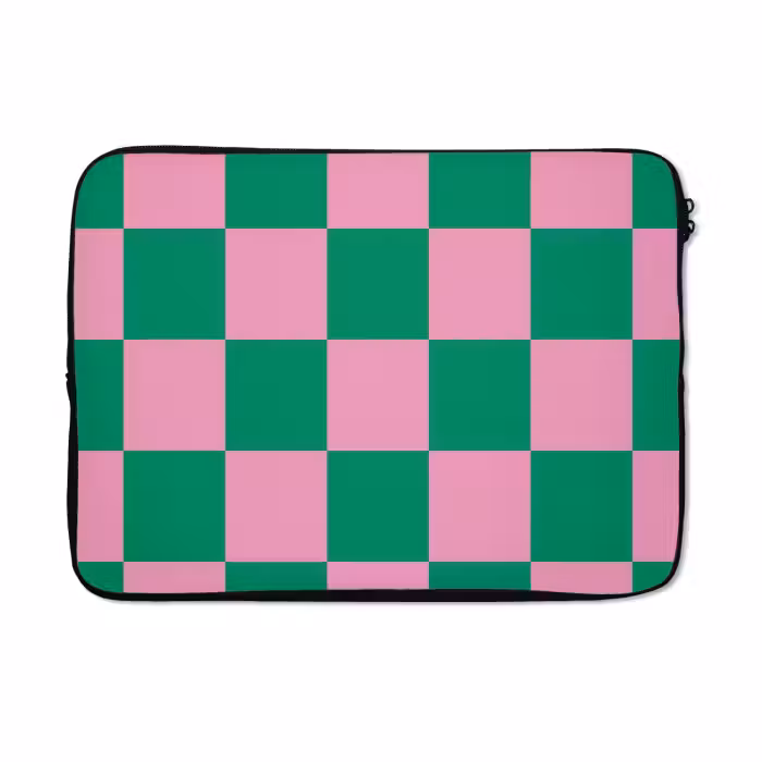 Laptop hülle - Schachbrettmuster - Grün - Rosa - Würfel