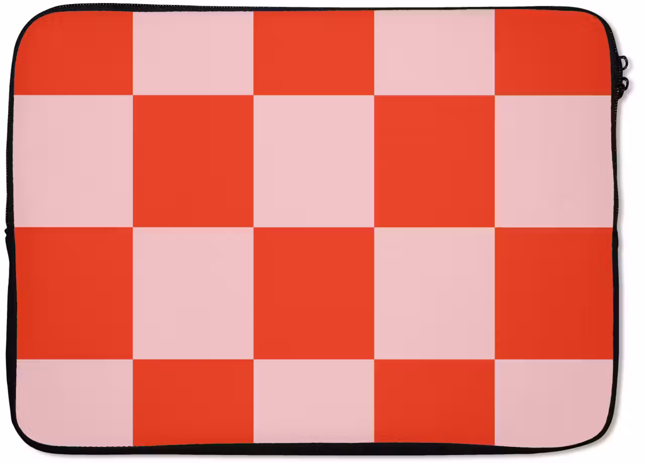 Laptop hülle - Schachbrettmuster - Rot - Rosa - Würfel