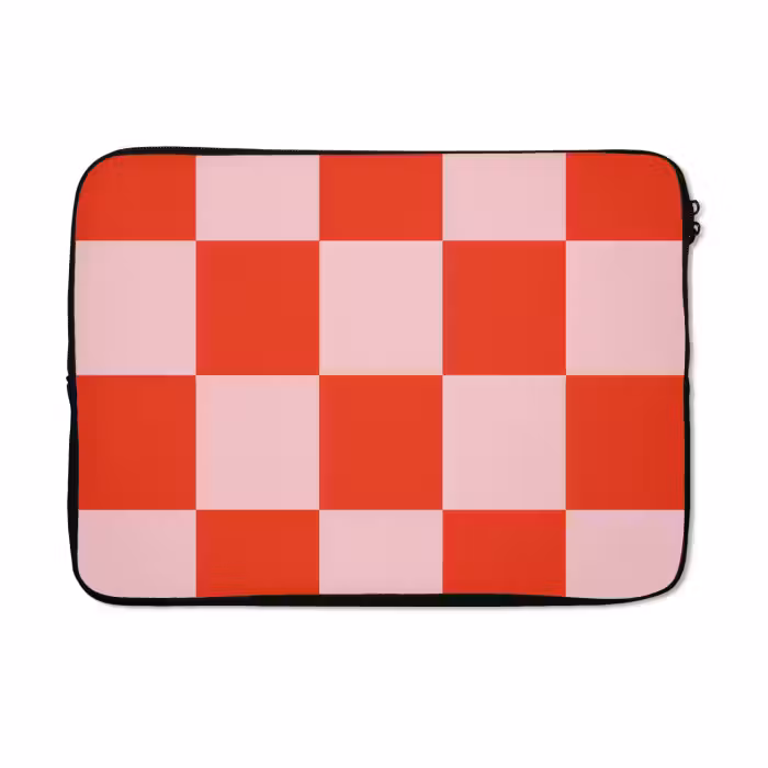 Laptop hülle - Schachbrettmuster - Rot - Rosa - Würfel
