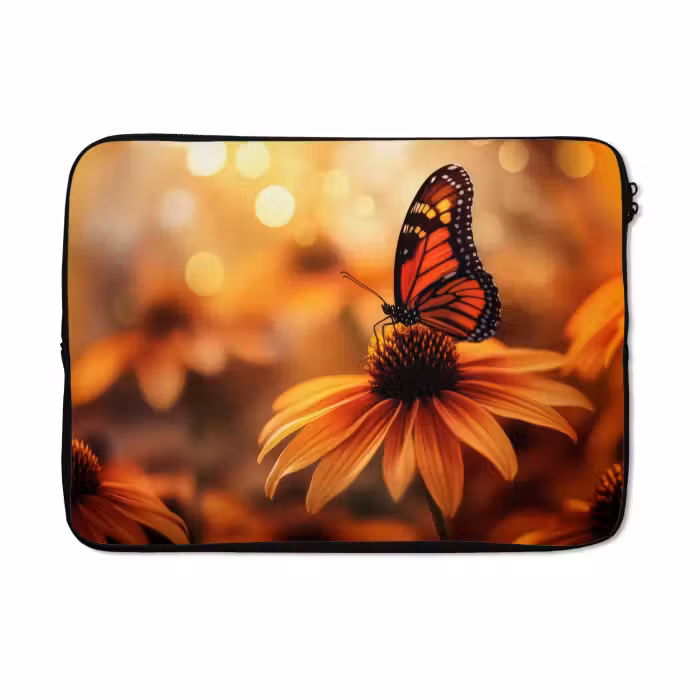 Laptop hülle - Schmetterling - Blumen - Orange