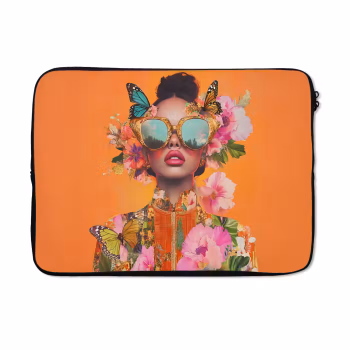 Laptop hülle - Schmetterlinge - Frau - Sonnenbrille - Bunt