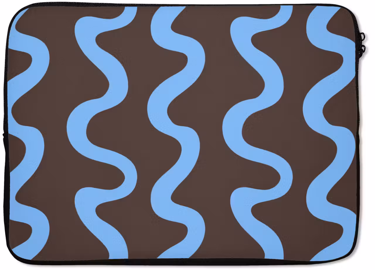 Laptop hülle - Sich windende Linien - Blau - Braun - Minimalistisch