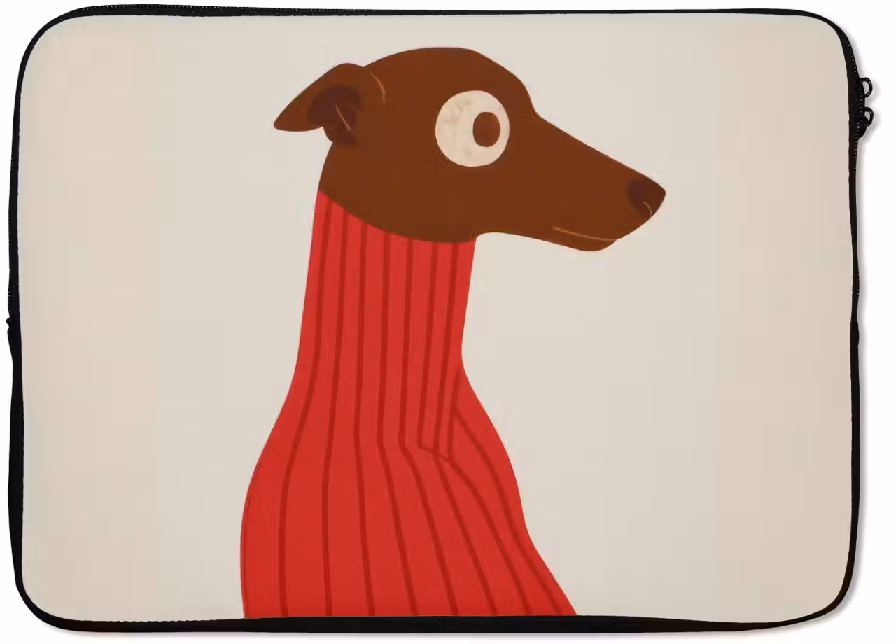 Laptop hülle - Silhouette - Hund - Pullover - Rot
