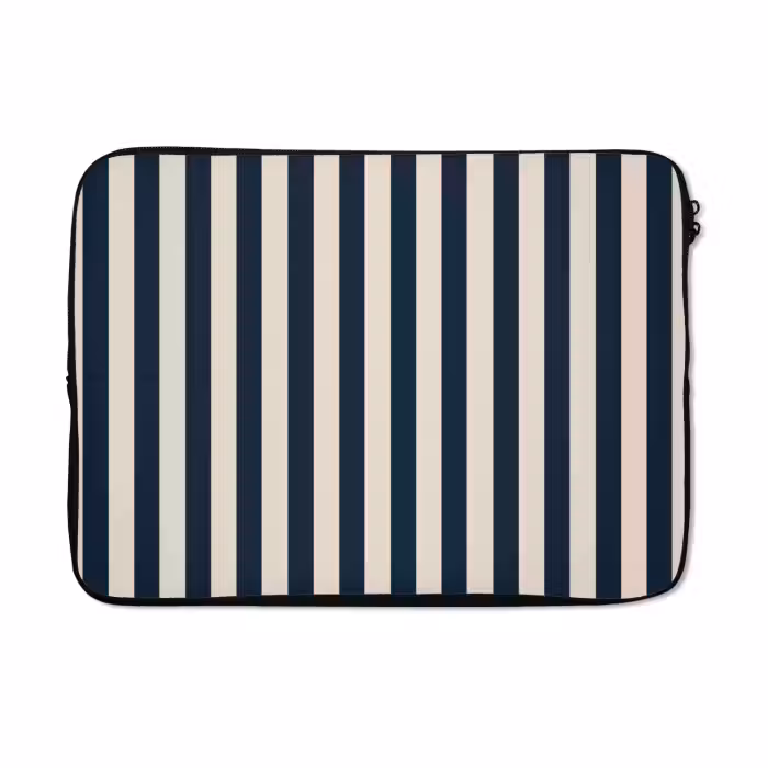 Laptop hülle - Vertikale Streifen - Blau - Creme