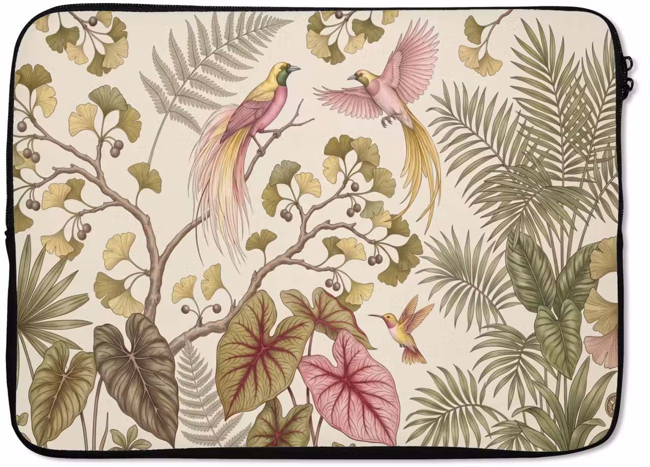Laptop hülle - Vögel - Tropisch - Botanisch - Rosa