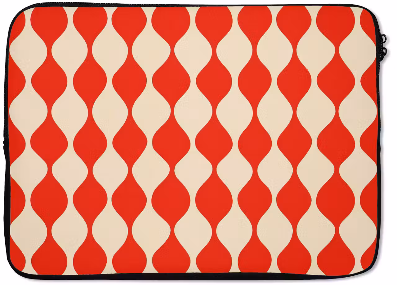 Laptop hülle - Wellenförmiges Muster - Retro - Rot - Beige