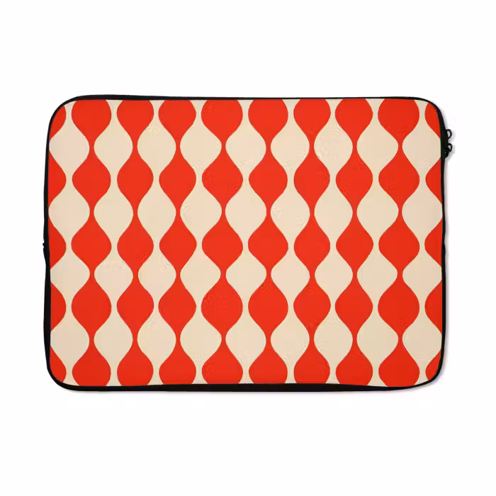 Laptop hülle - Wellenförmiges Muster - Retro - Rot - Beige