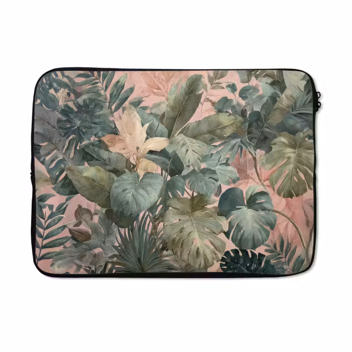 Laptop hülle - Zusammensetzung der Blätter - Grün - Rosa