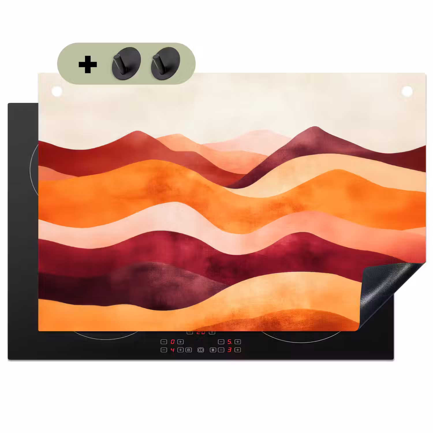 Abstract - Landschap - Golven Inductie beschemer met haakjes klein -3d