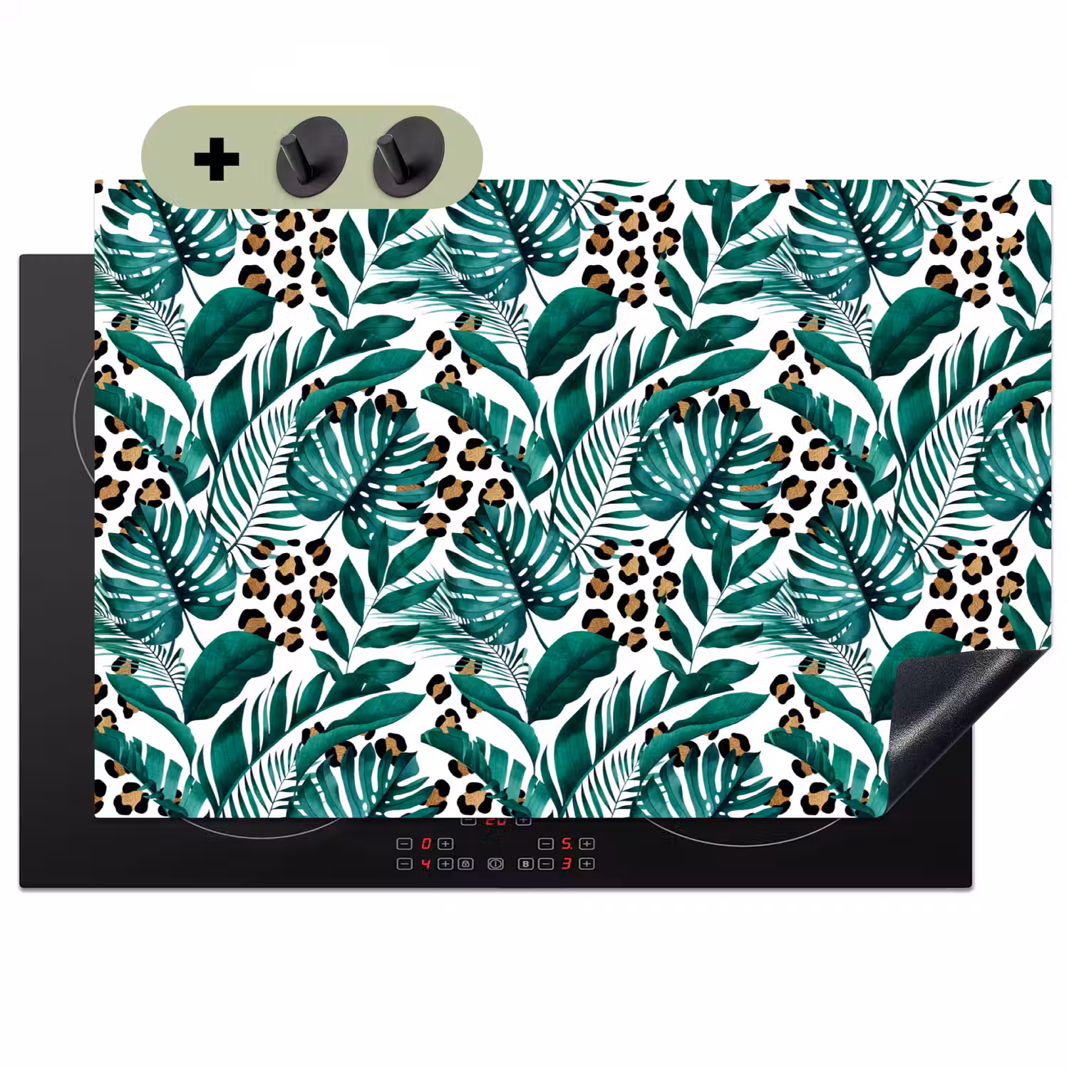 Bladeren - Tropisch - Jungle Inductie beschemer met haakjes klein -3d
