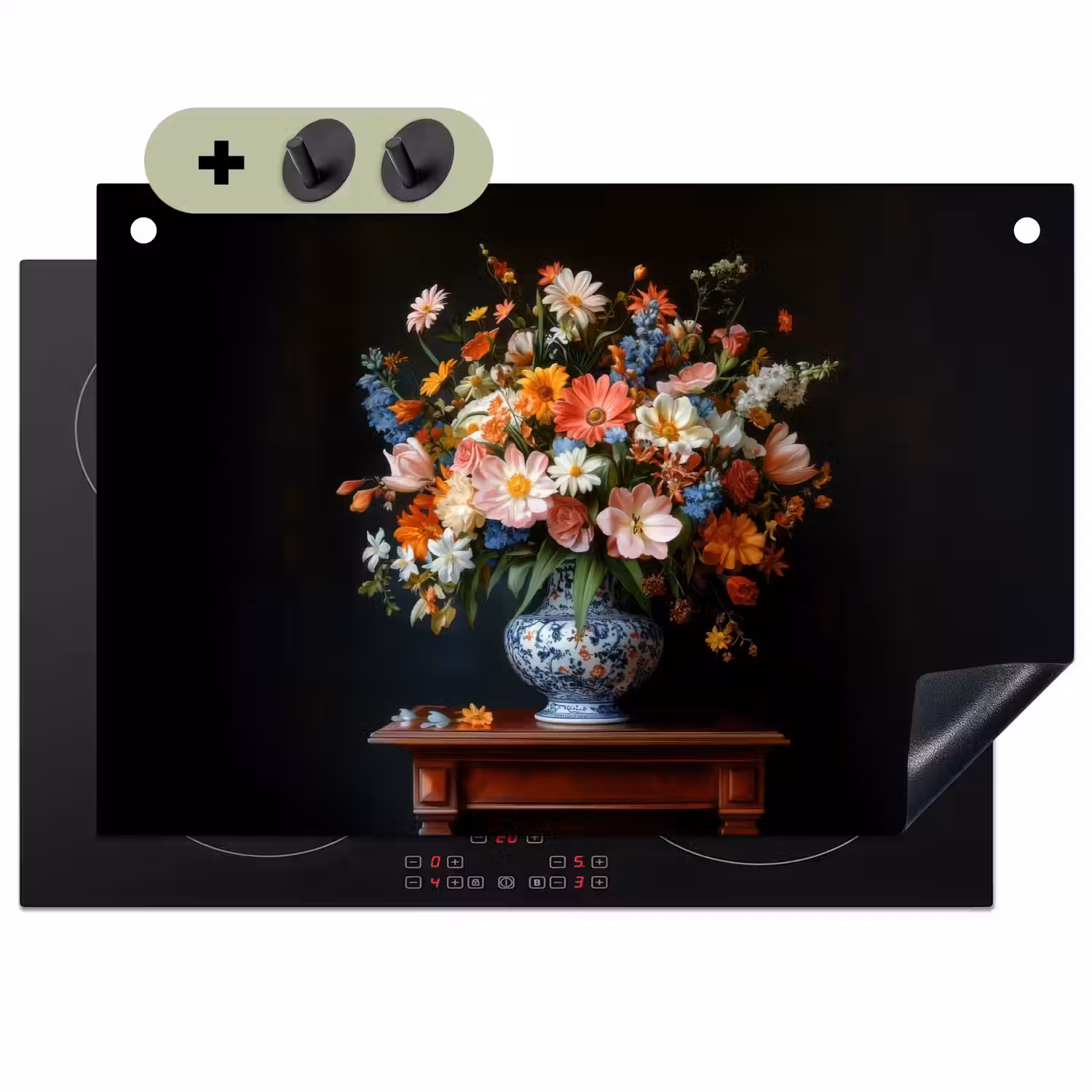 Boeket - Roze - Bloemen - Vaas Inductie beschemer met haakjes klein -3d