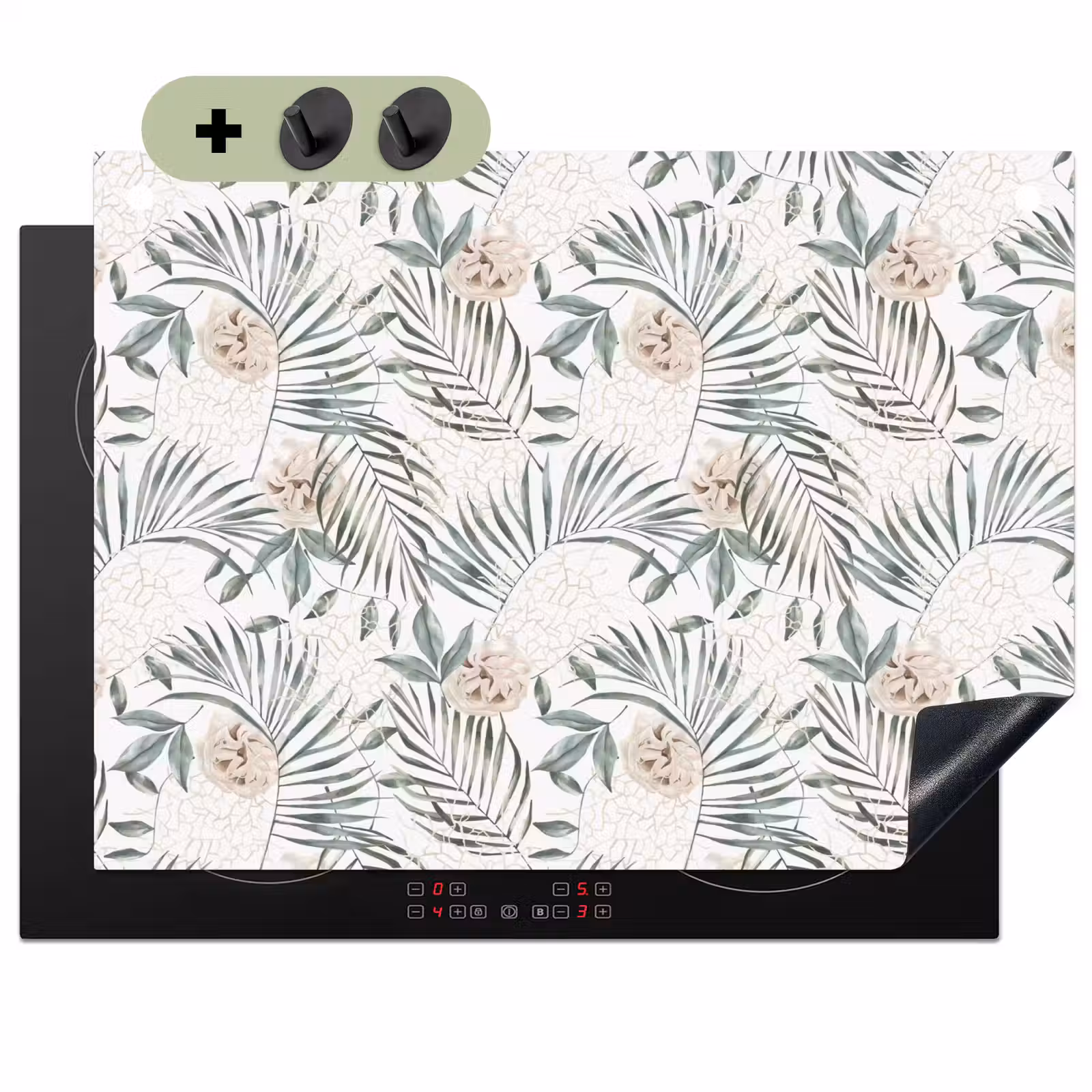 Boho - Jungle - Bloemen - Bladeren Inductie beschemer met haakjes klein -3d