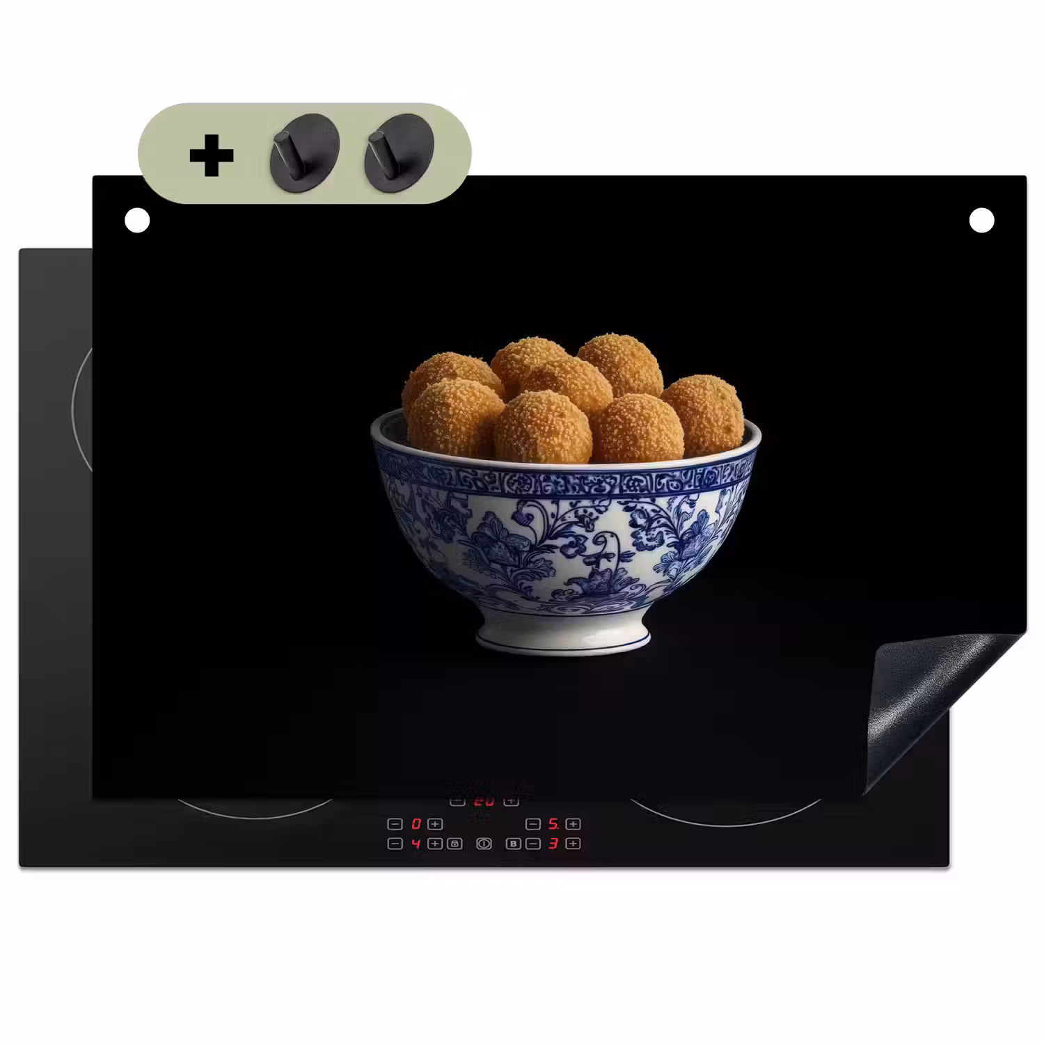 Delfts blauw - Bitterballen - Holland - Schaal Inductie beschemer met haakjes klein -3d