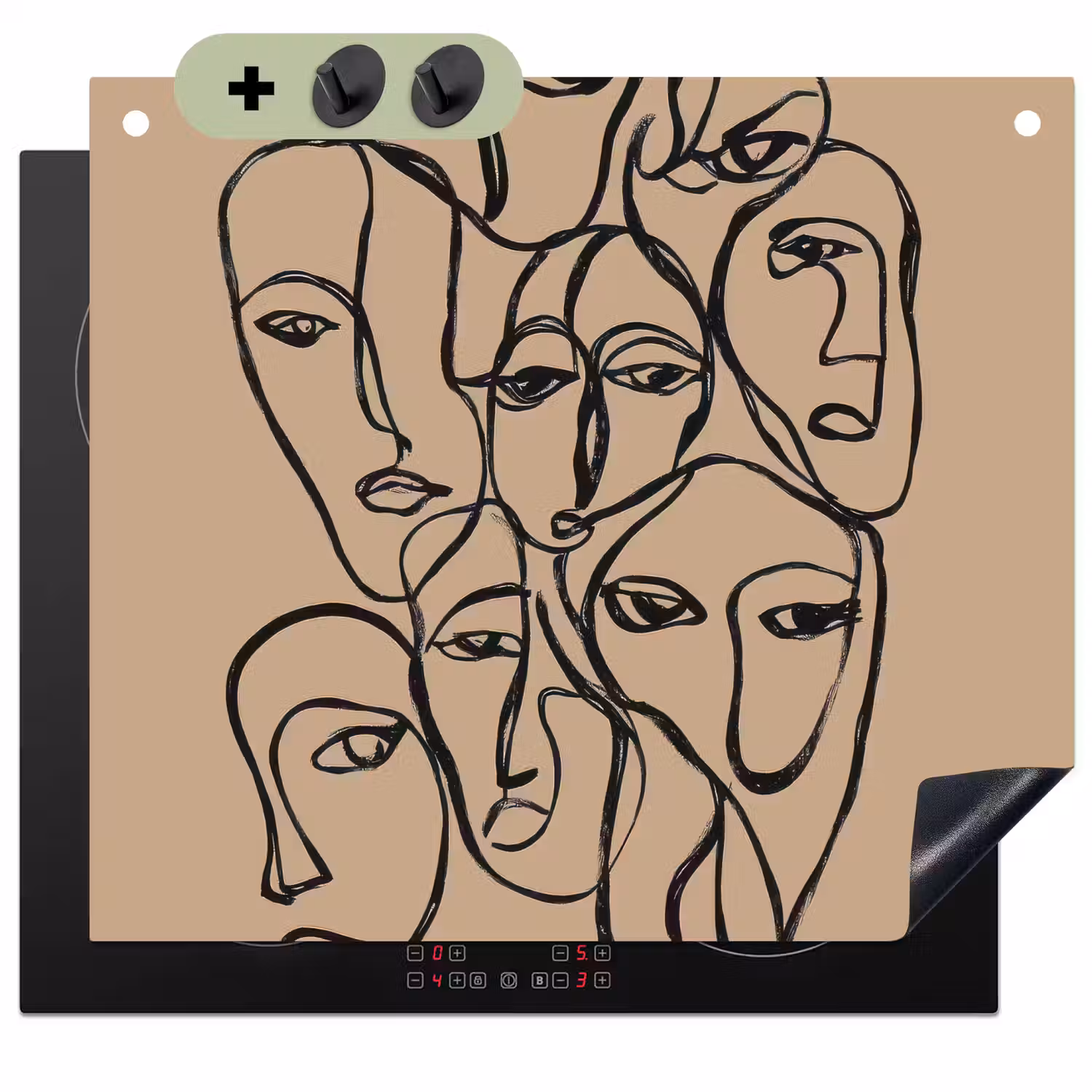 Gezichtenzee - Lijntekening - Abstract Inductie beschemer met haakjes middel -3d