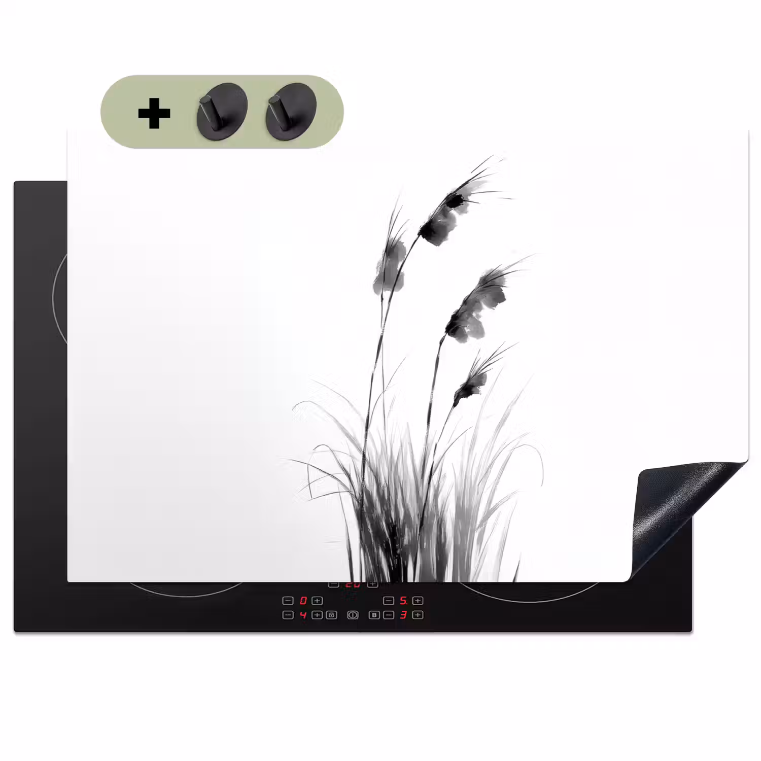 Minimalistisch - Stelen - Wit Inductie beschemer met haakjes klein -3d