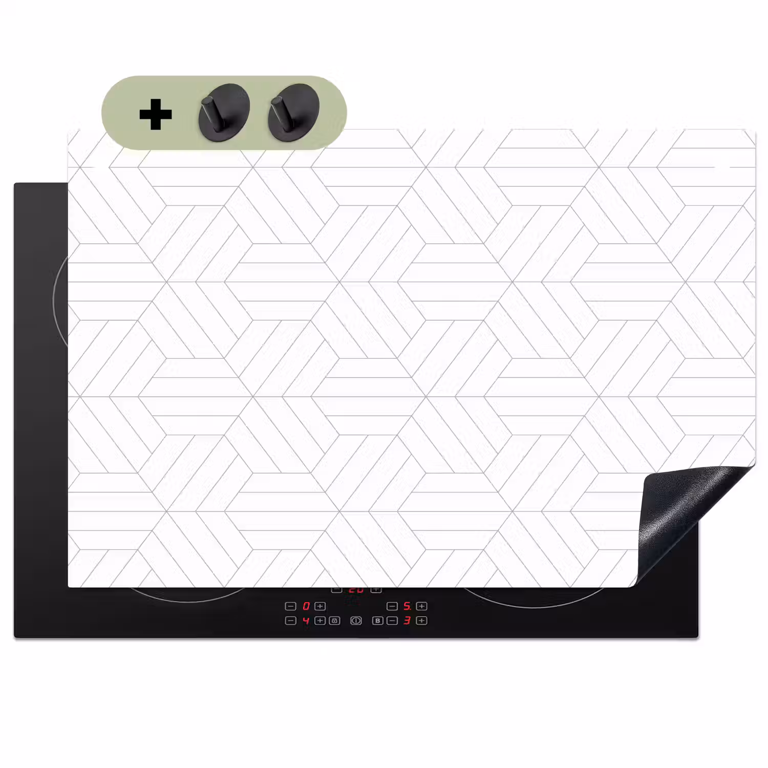 Patroon - Lijn - Design - Zwart - Wit Inductie beschemer met haakjes klein 777 -3d