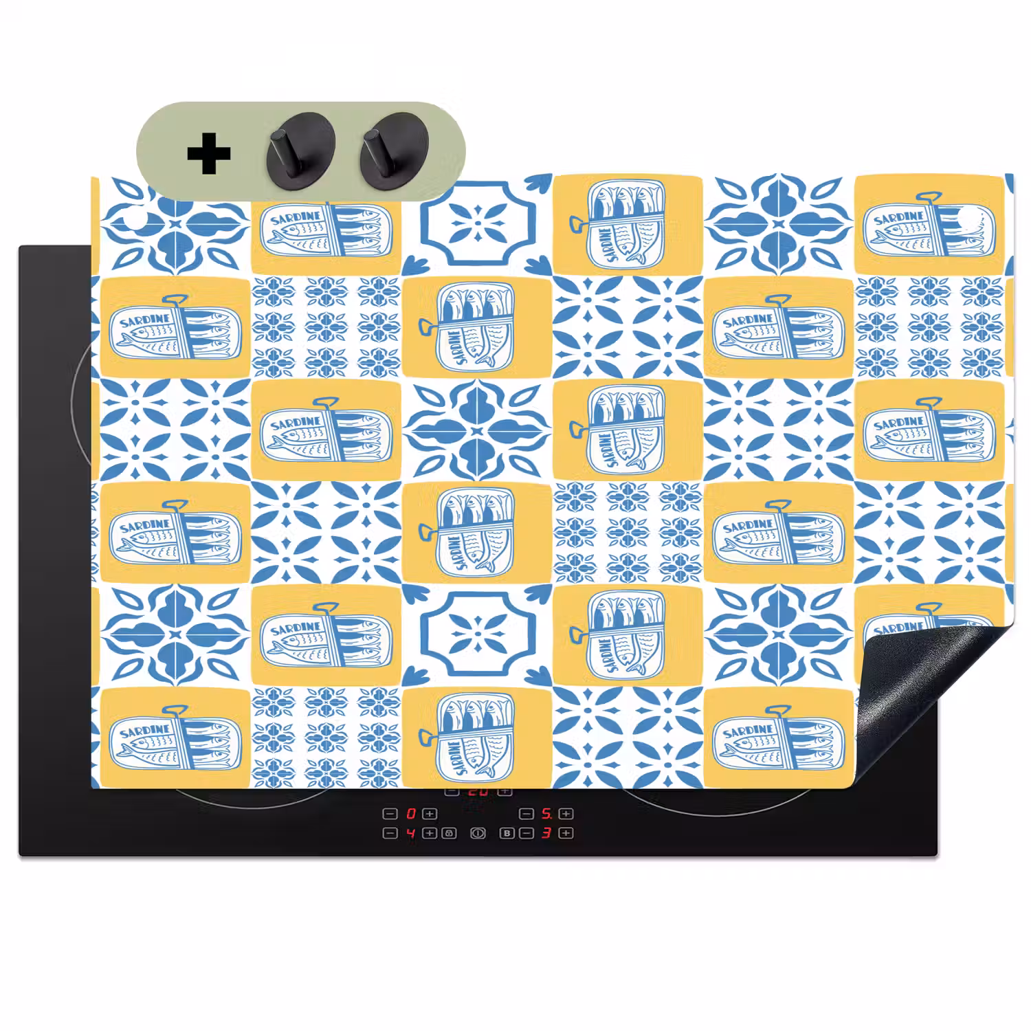 Zee - Geel - Blauw - Wit Inductie beschemer met haakjes klein 777 -3d