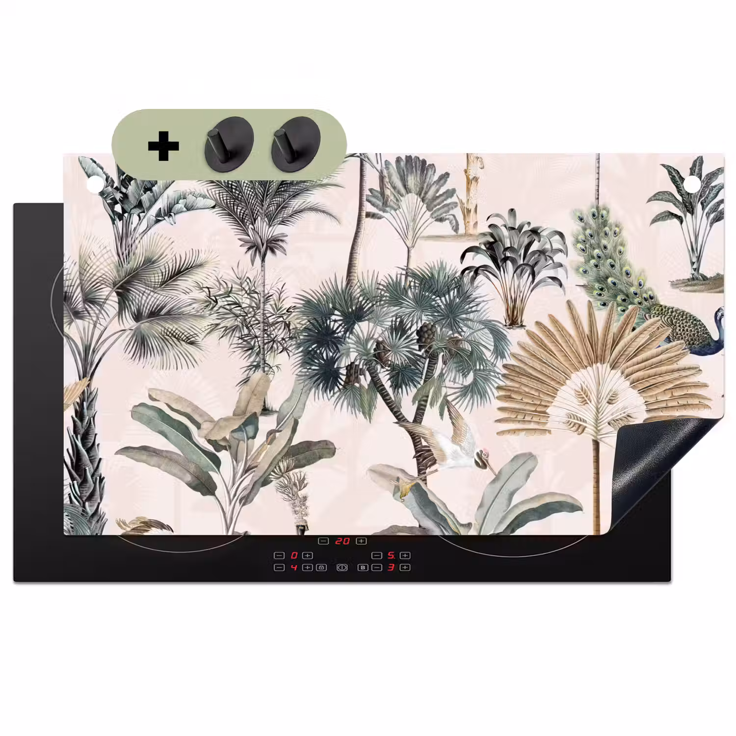 Retro - Jungle - Natuur - Dieren Inductie beschemer met haakjes groot -3d