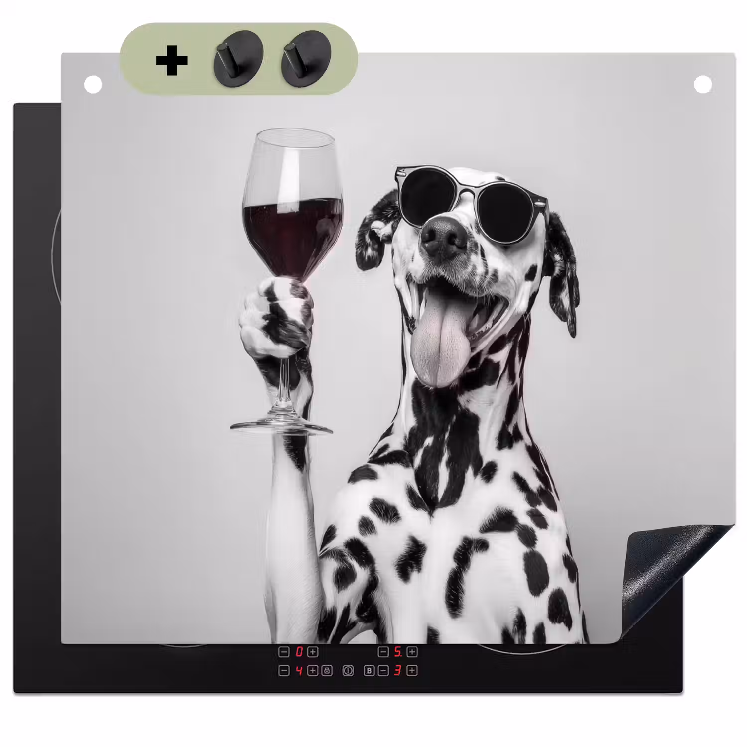 Zonnebril - Dalmatiër - Wijnglas - Tong Inductie beschemer met haakjes middel -3d