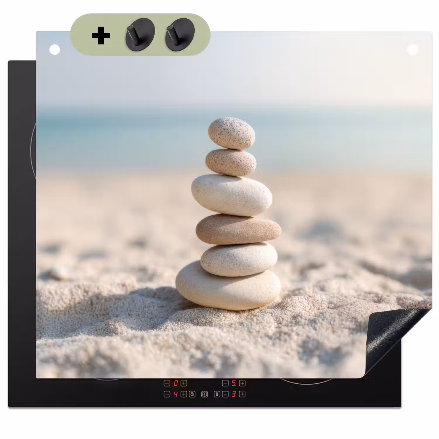 Stenen - Stapel - Zand - Zee Inductie beschemer met haakjes middel -3d