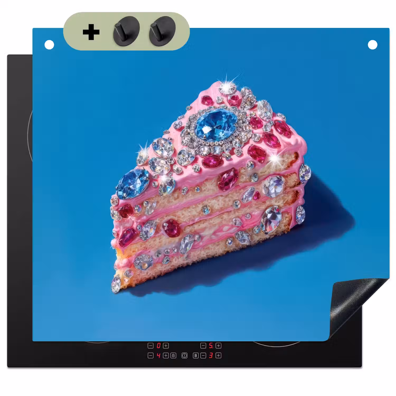 Taart - Edelstenen - Glitters - Roze Inductie beschemer met haakjes middel -3d