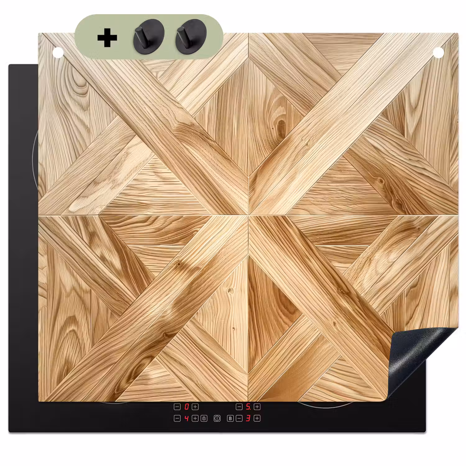 Verschillende Houtnerven in Visgraatpatroon Inductie beschemer met haakjes middel -3d