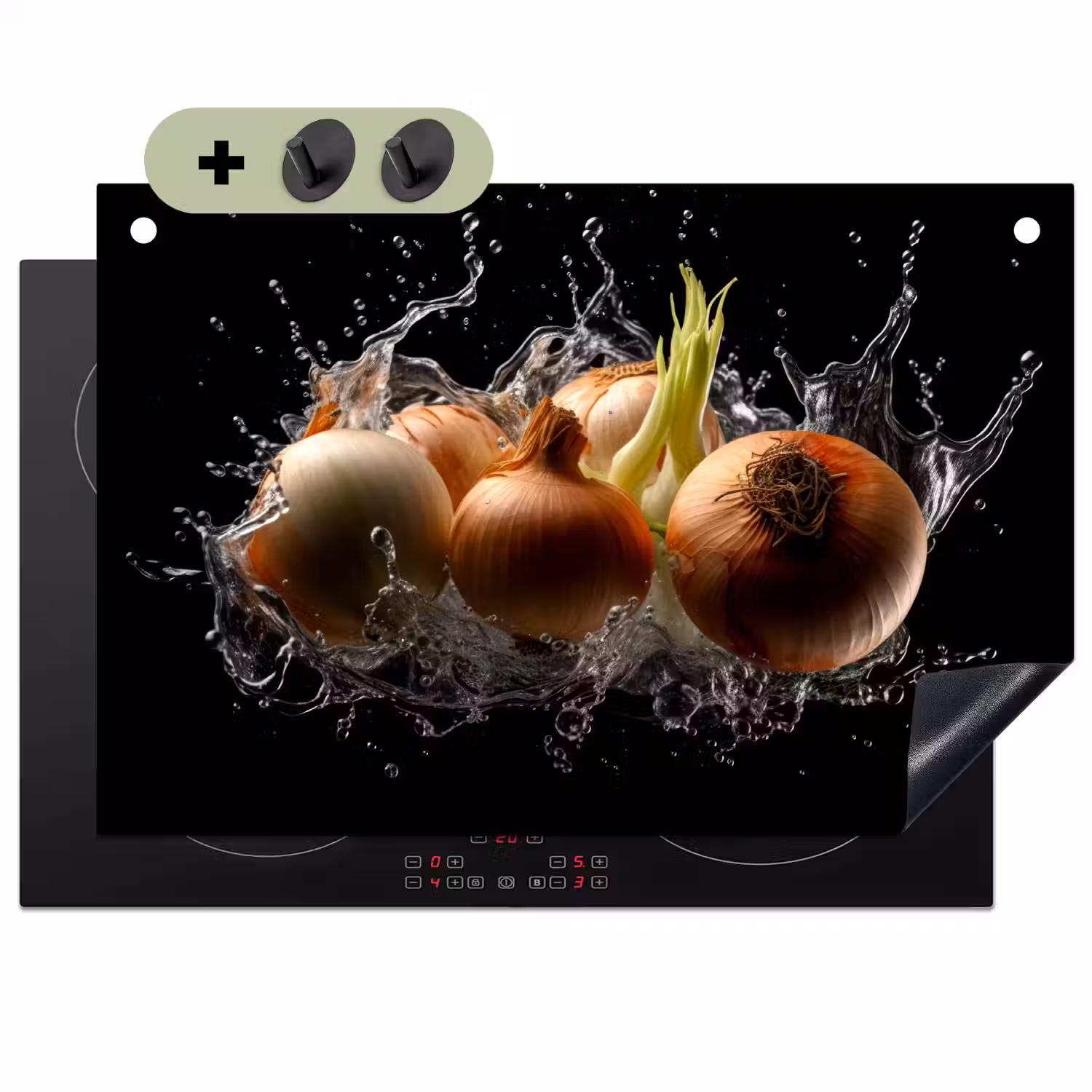 Ui - Groente - Bruin - Water - Zwart Inductie beschemer met haakjes klein -3d