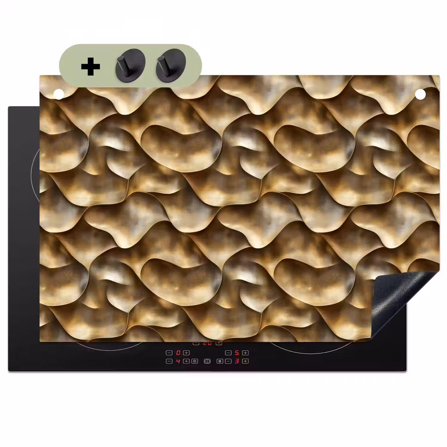 Abstract - Antiek - Goud Inductie beschemer met haakjes klein 777 -3d