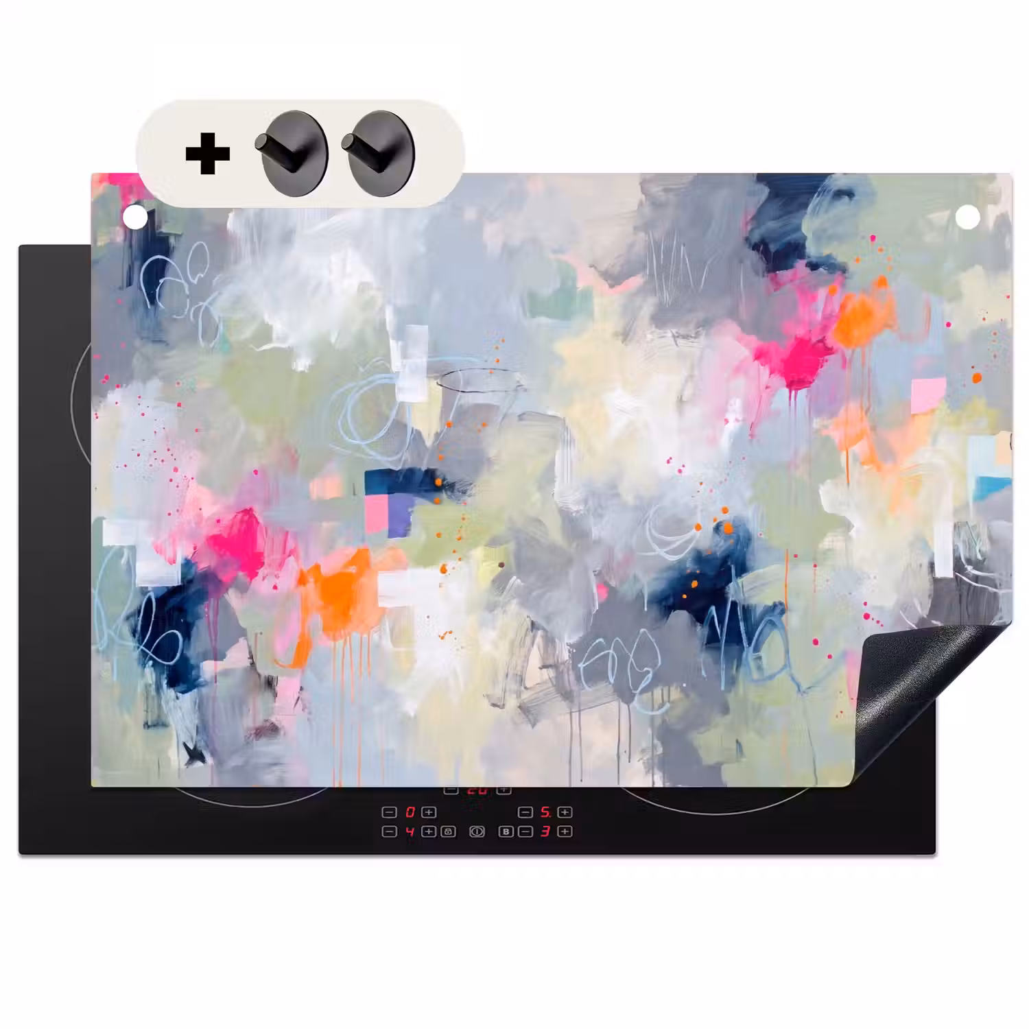 Abstract - Kleurrijk - Modern - Kunst Inductie beschemer met haakjes klein -3d