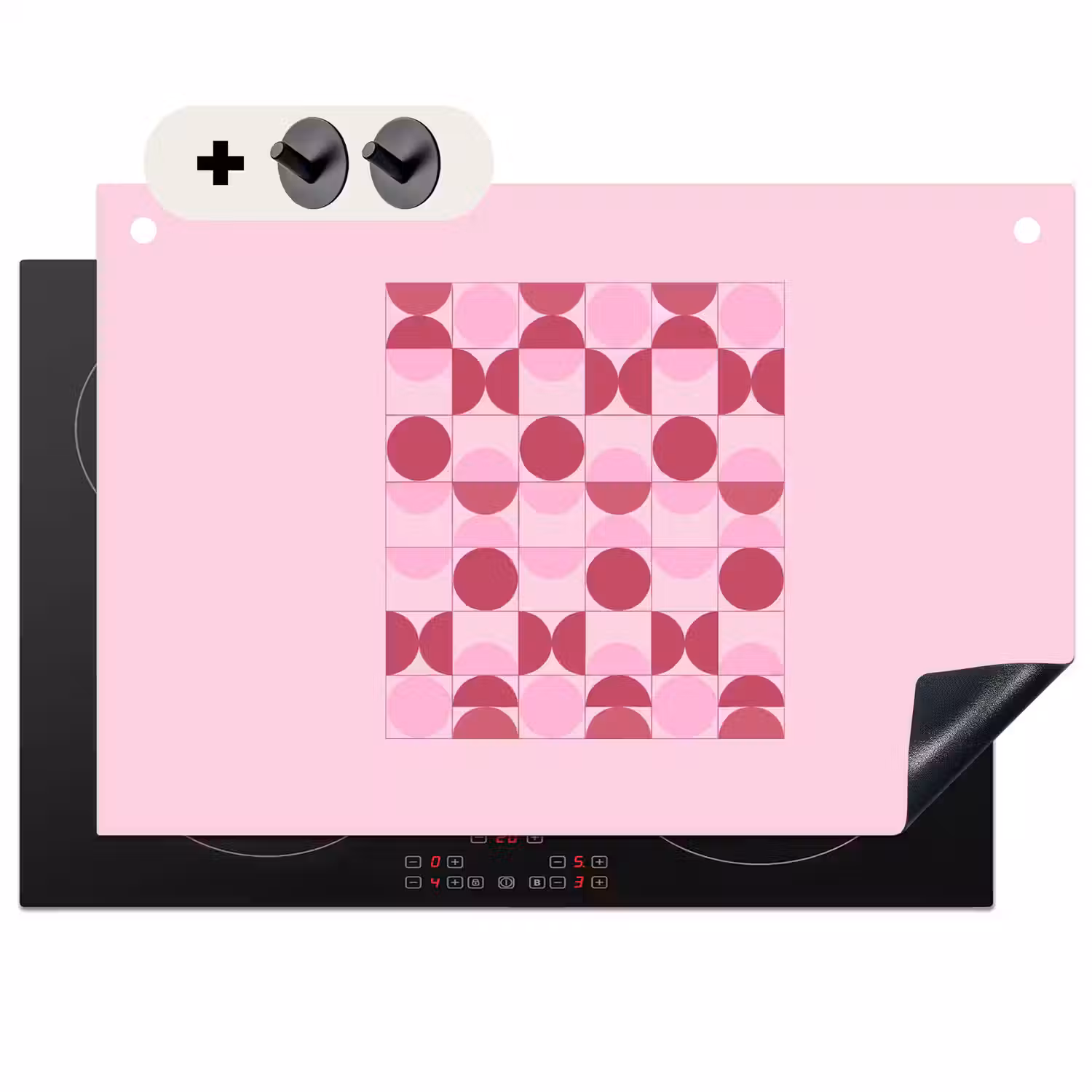 Abstract - Geometrisch - Cirkels - Roze - Modern Inductie beschemer met haakjes klein -3d