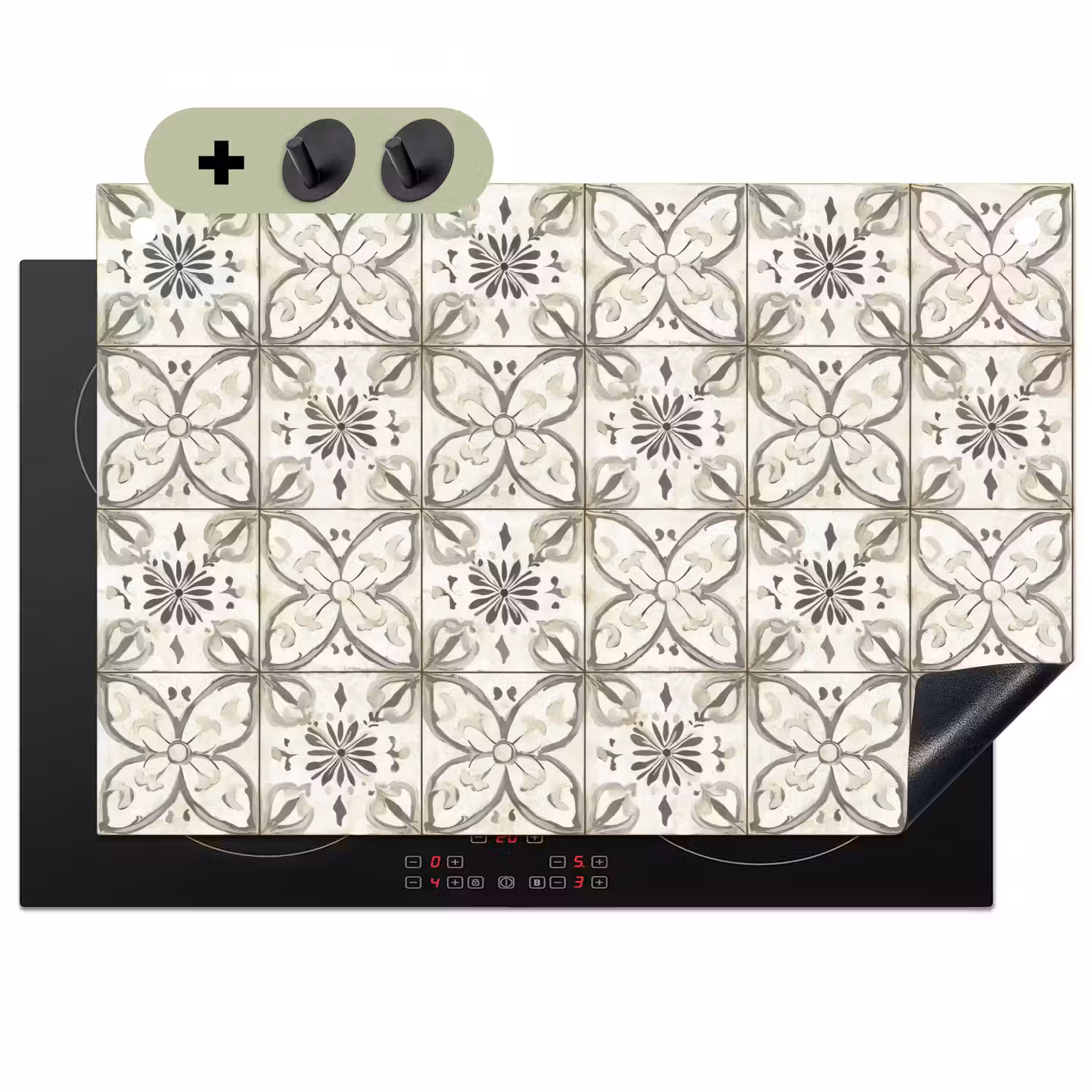 Antiek - Tegel - Beige Inductie beschemer met haakjes klein 777 -3d