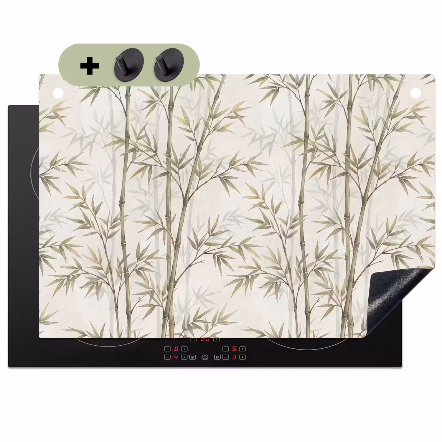 Bamboe - Bladeren - Natuur - Aquarel - Groen Inductie beschemer met haakjes klein -3d