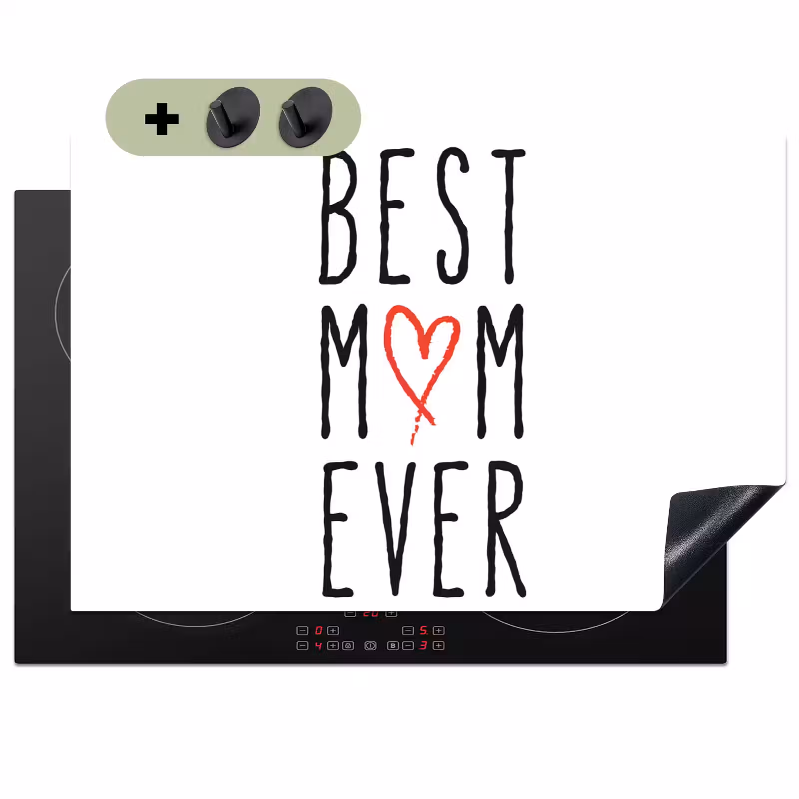 2-in-1 Herdabdeckplatte & Spritzschutz - Beste Mutter aller Zeiten - Sprichwörter - Mutter - Zitate - Best mom ever - Spreuken - Mama - Quotes Inductie beschemer met haakjes klein