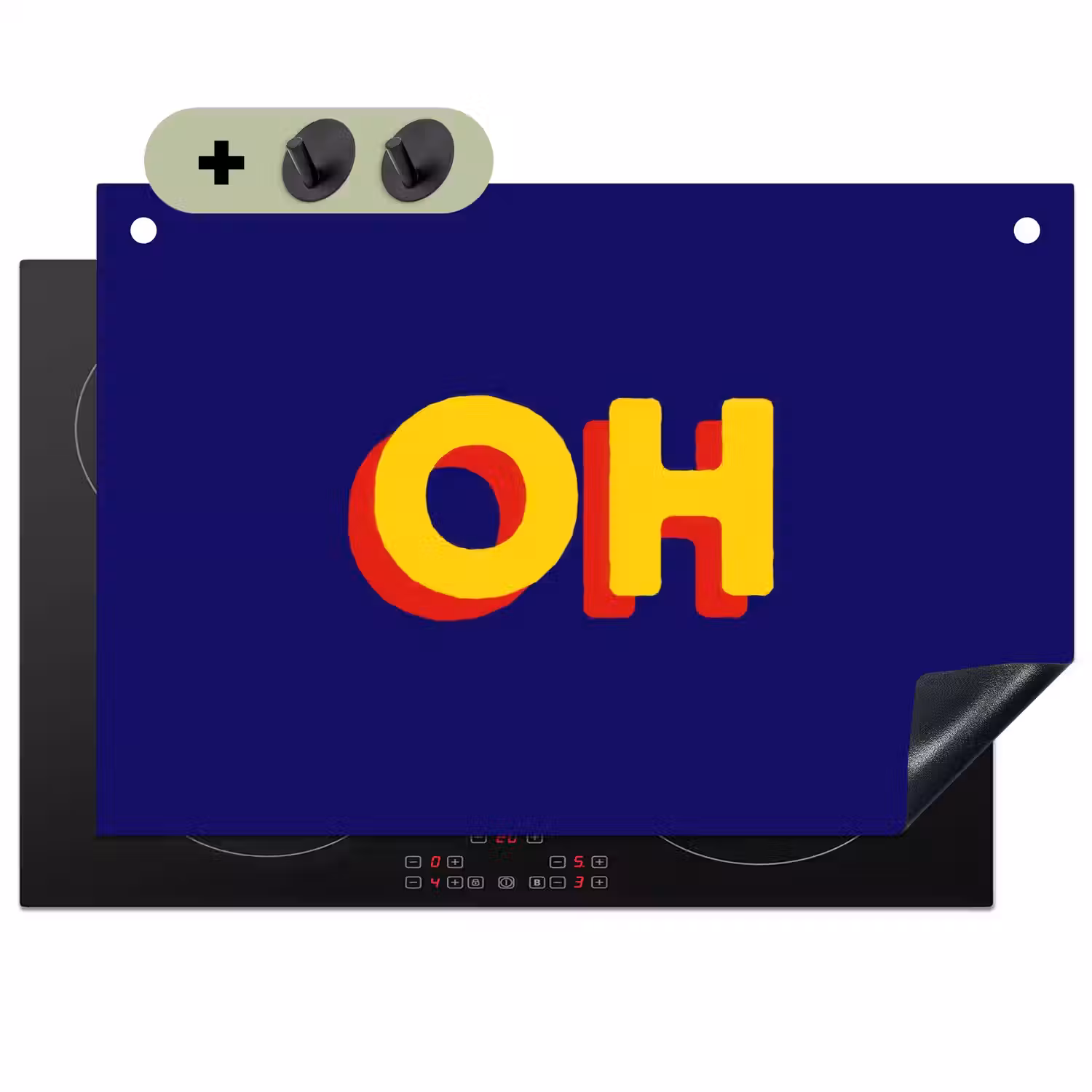 Blauw - Geel - OH - Schaduw Inductie beschemer met haakjes klein -3d