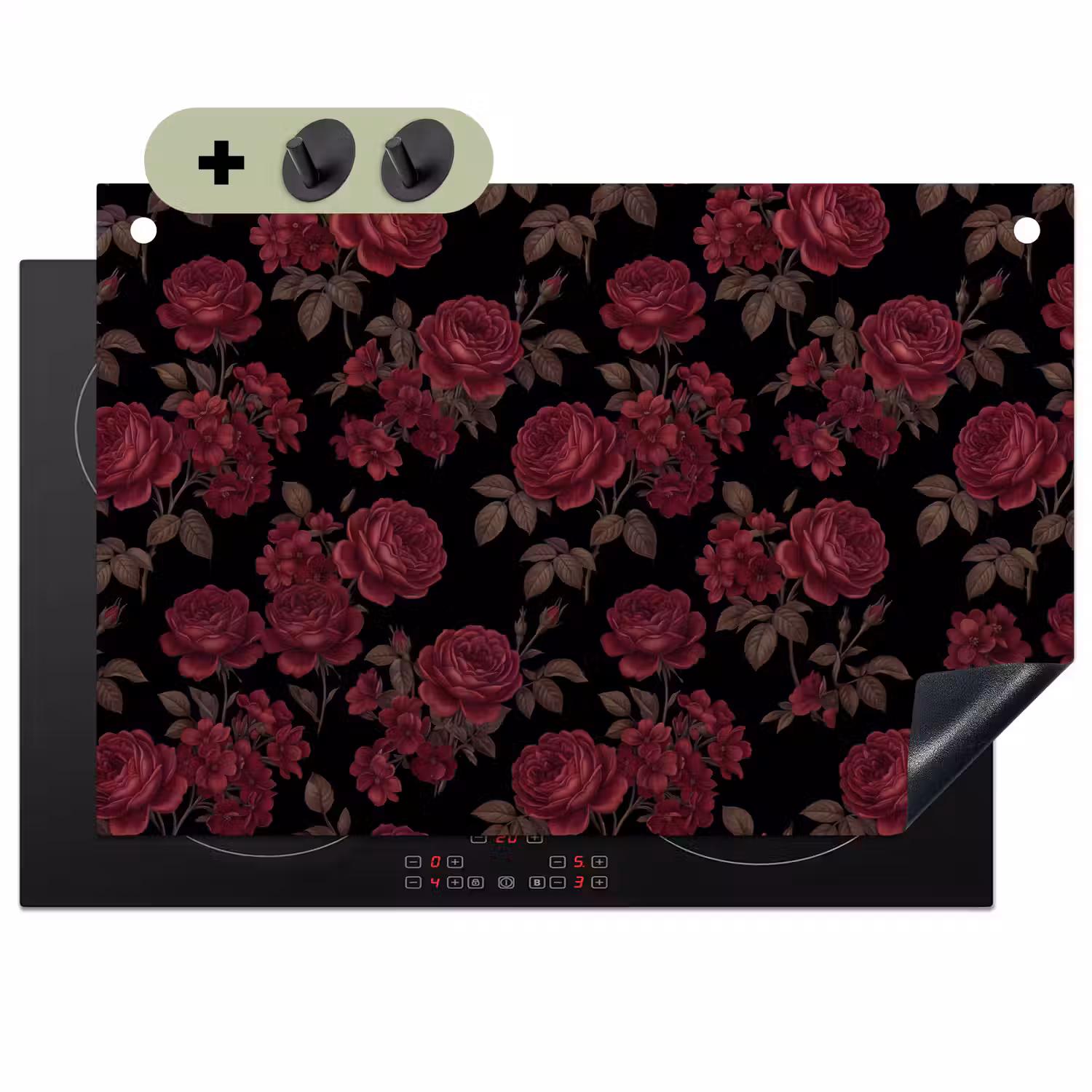 Bloemen - Roos - Patroon - Klassiek - Rood Inductie beschemer met haakjes klein -3d