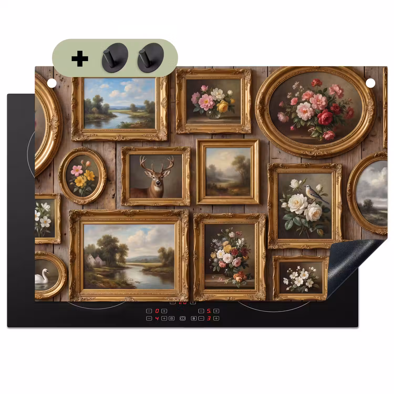 Bloemen - Rozen - Klassiek - Vaas - Kleurrijk Inductie beschemer met haakjes klein -3d
