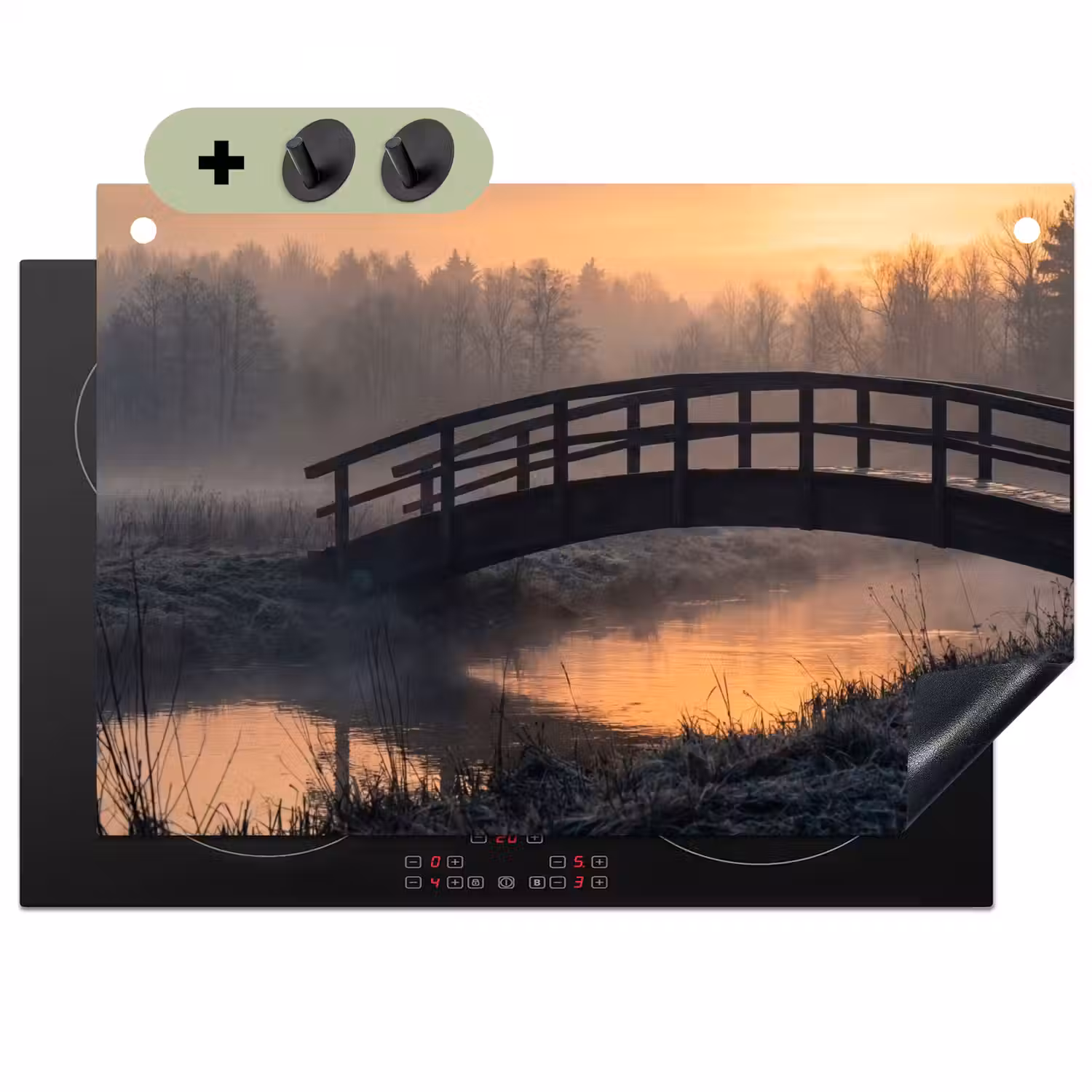 Brug - Mist - Bomen - Water Inductie beschemer met haakjes klein -3d