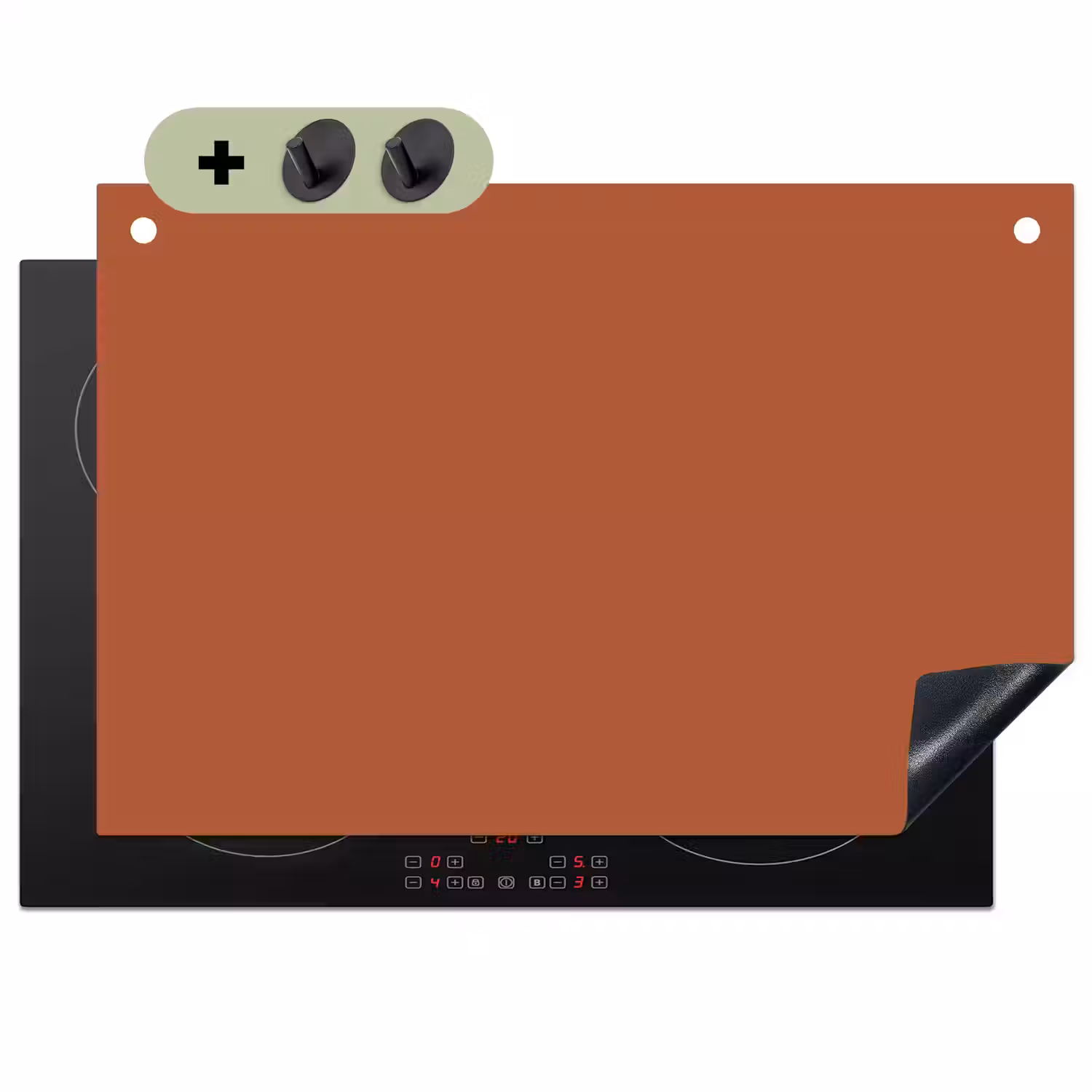 Burnt - Sienna - Oranje Inductie beschemer met haakjes klein 777 -3d