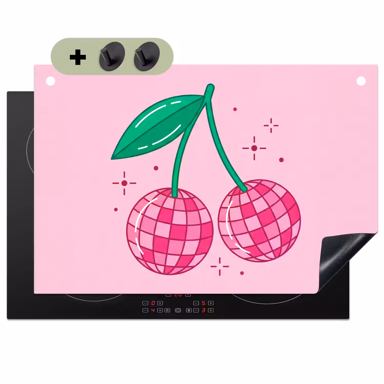 Decoratie - Disco-bal - Feest - Roze Inductie beschemer met haakjes klein -3d