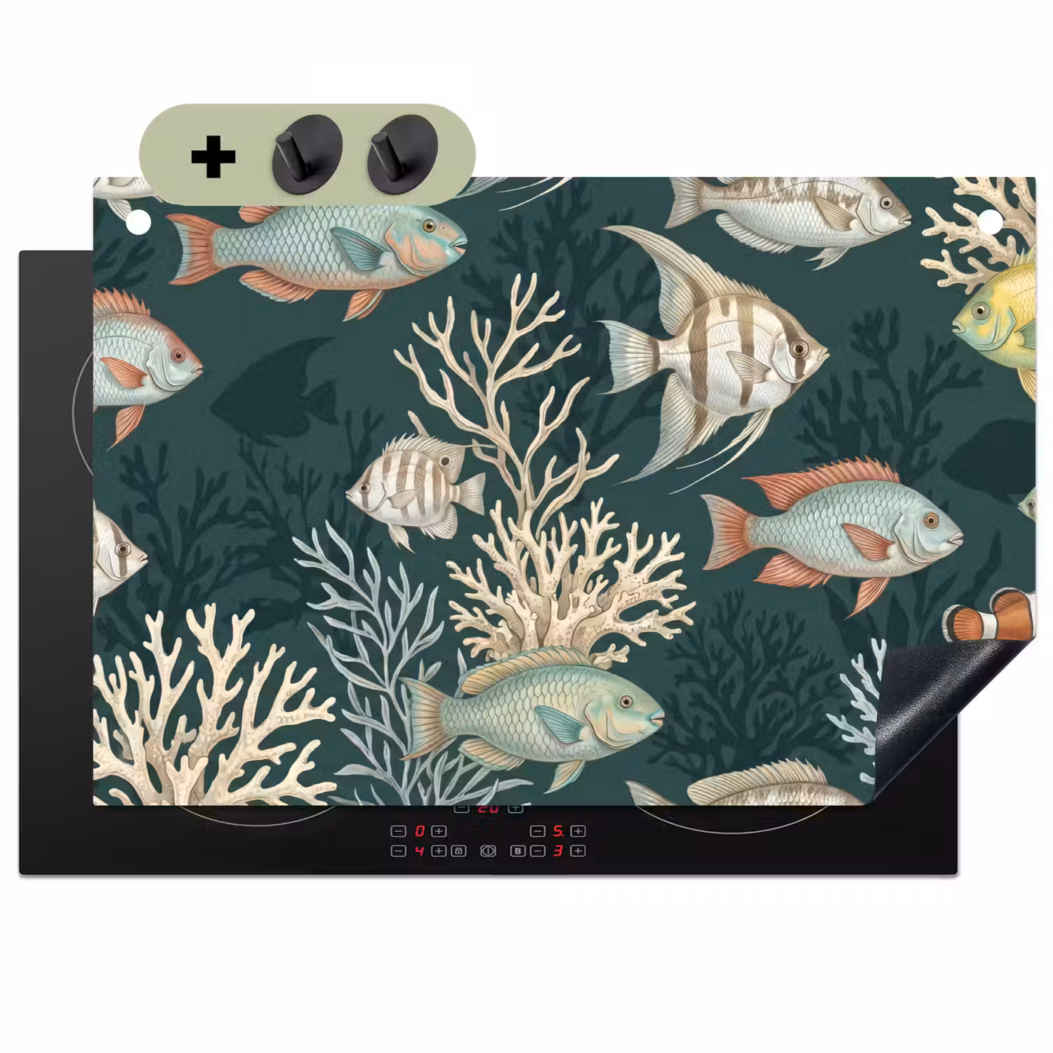 Vis - Koraal - Onderwater - Illustratie Inductie beschemer met haakjes klein -3d