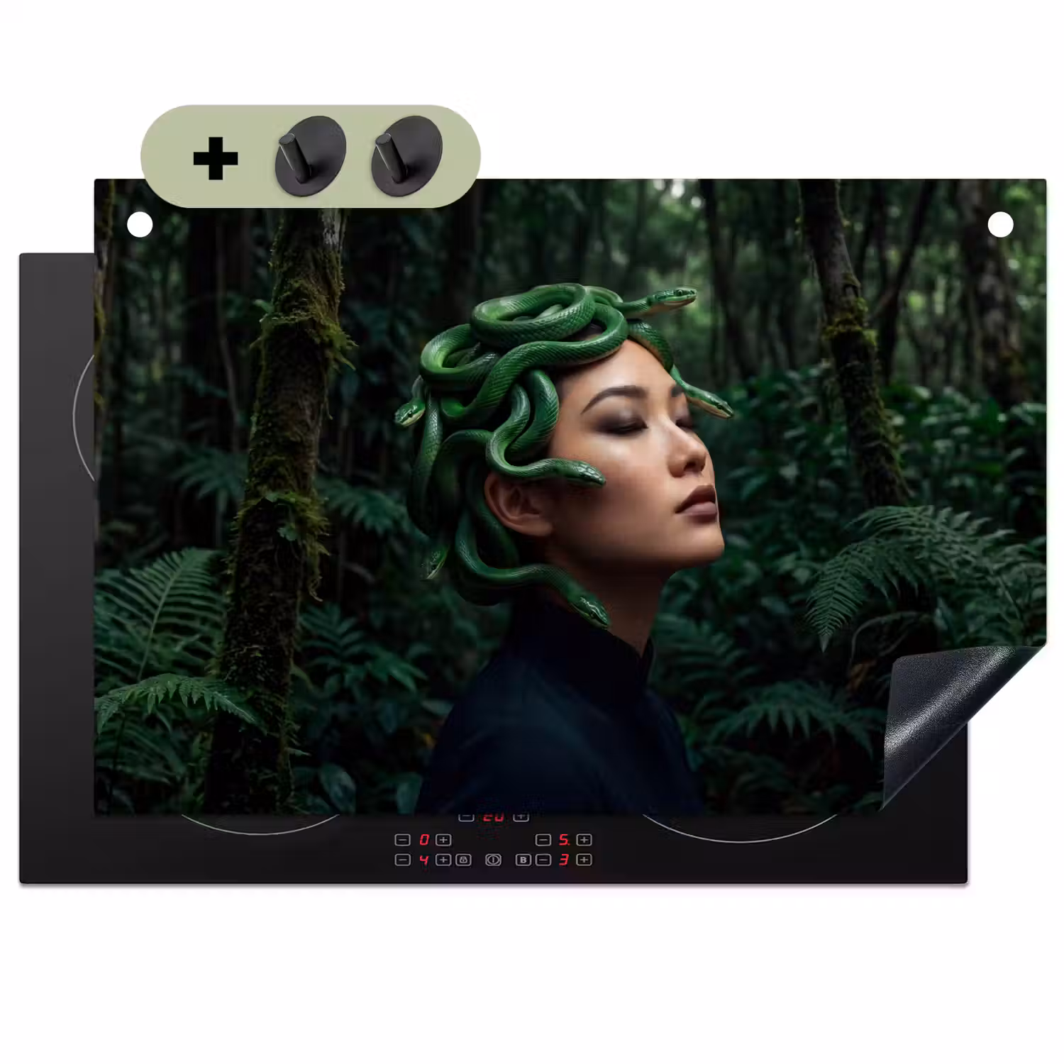 Vrouw - Slang - Natuur - Mystiek - Groen Inductie beschemer met haakjes klein -3d