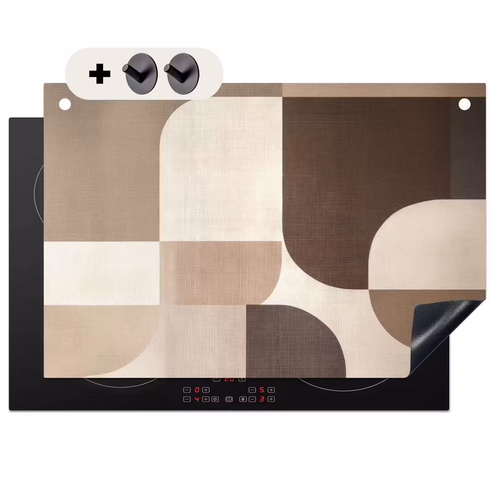 2-in-1 Herdabdeckplatte & Spritzschutz - Geometrisch - Gewebte Struktur - Modern - Geometrisch - Geweven structuur - Modern Inductie beschemer met haakjes klein