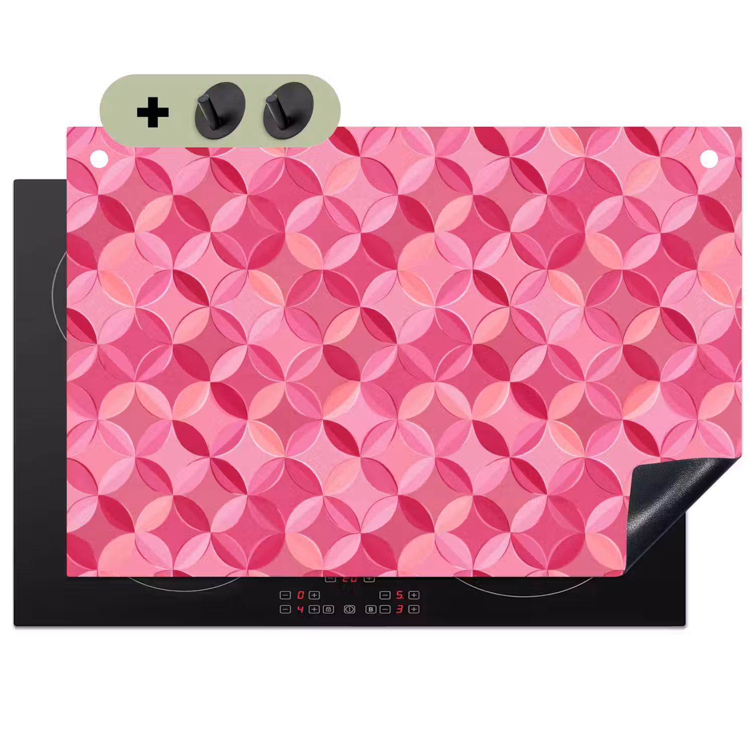 Geometrisch - Mozaïek - Modern - Roze Inductie beschemer met haakjes klein 777 -3d