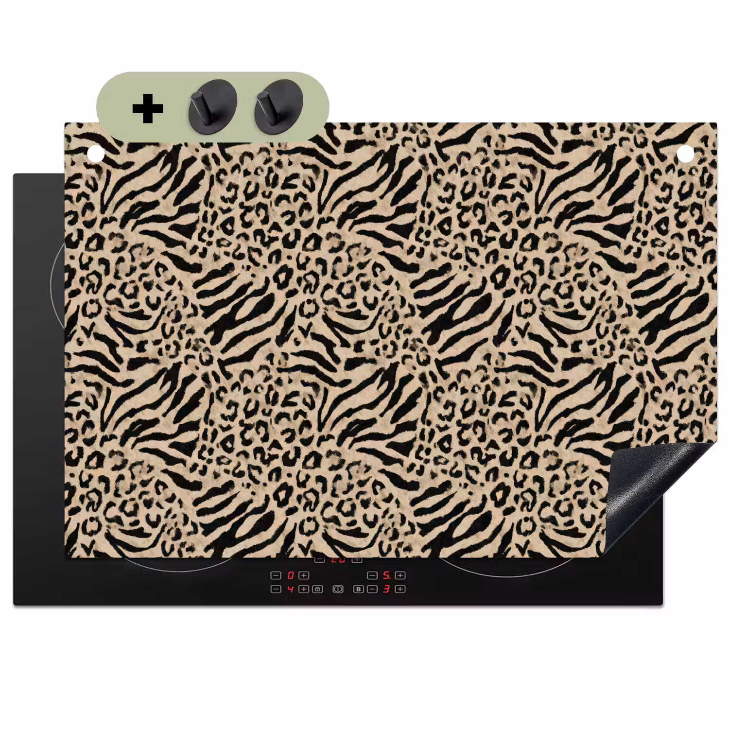 Giraf - Zebra - Motief - Bruin Inductie beschemer met haakjes klein 777 -3d