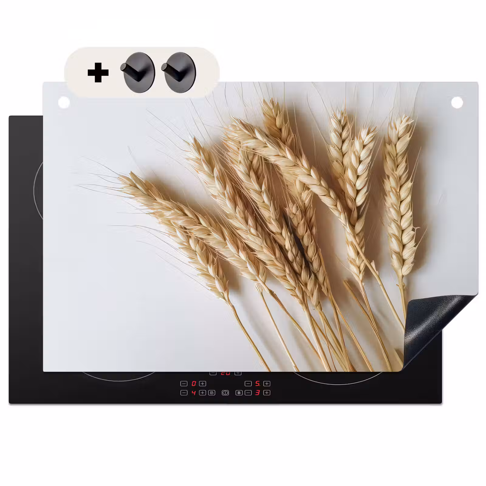 2-in-1 Herdabdeckplatte & Spritzschutz - Goldene Ernte - Gouden Oogst Inductie beschemer met haakjes klein