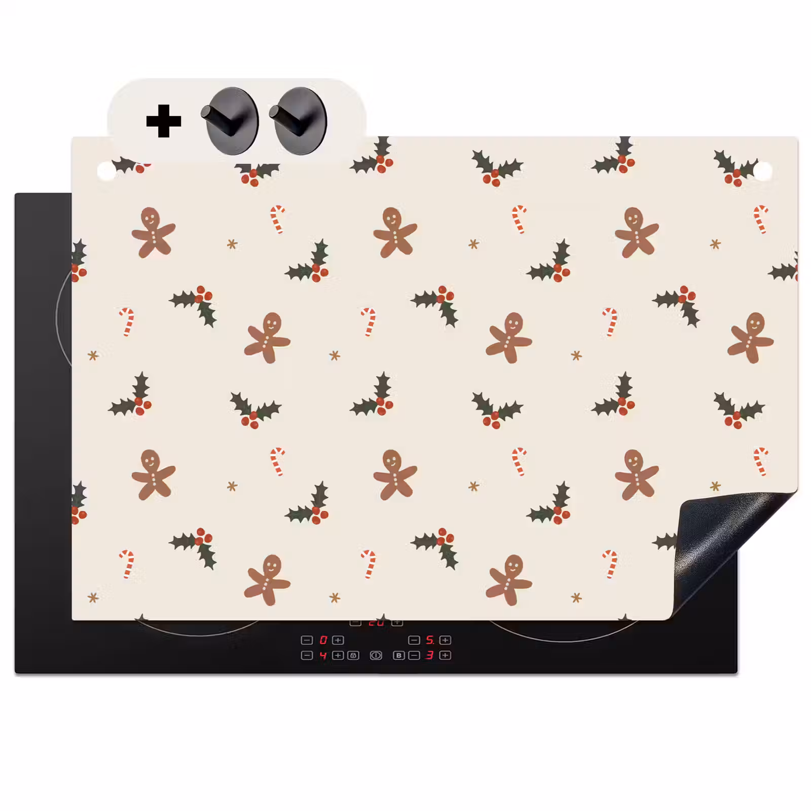 2-in-1 Herdabdeckplatte & Spritzschutz - Illustration - Figuren - Beige - Illustratie - Figuren - Beige Inductie beschemer met haakjes klein 777