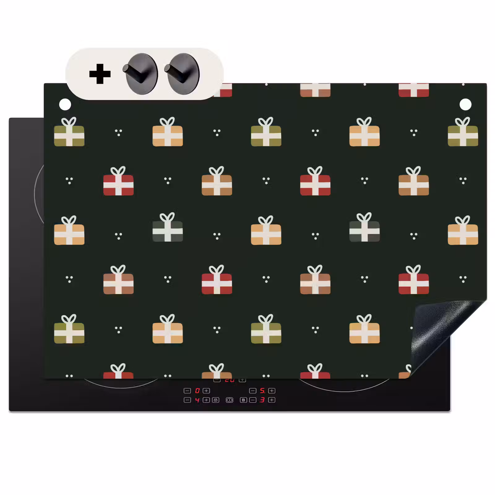 2-in-1 Herdabdeckplatte & Spritzschutz - Illustration - Geschenke - Grün - Illustratie - Cadeaus - Groen Inductie beschemer met haakjes klein 777